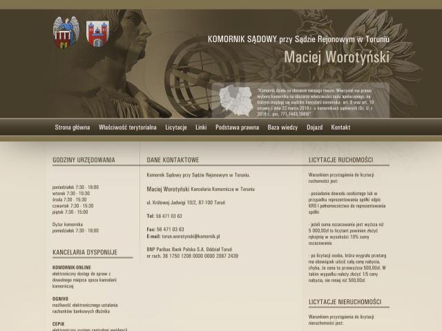 Strona Kancelaria Komornicza w Toruniu Maciej Worotyński