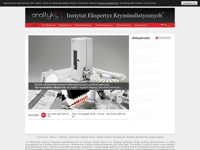 Strona Instytut Ekspertyz Kryminalistycznych Analityks Sp. z o.o
